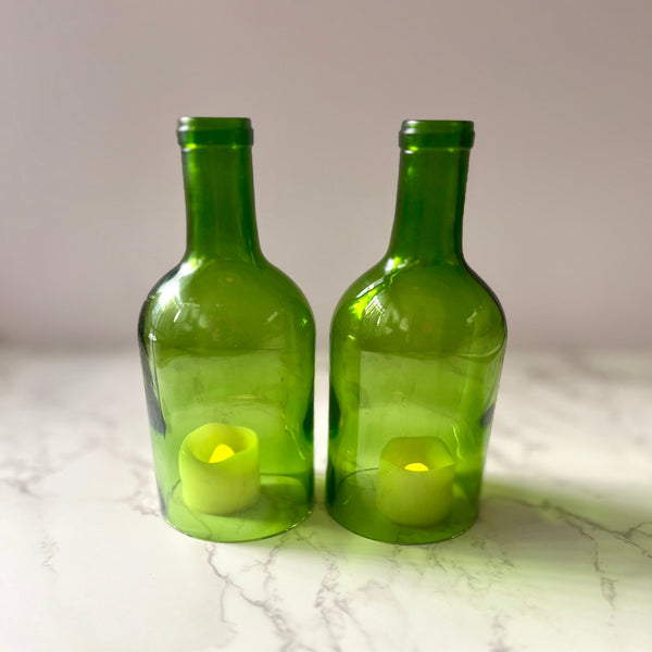 cut green wine bottle