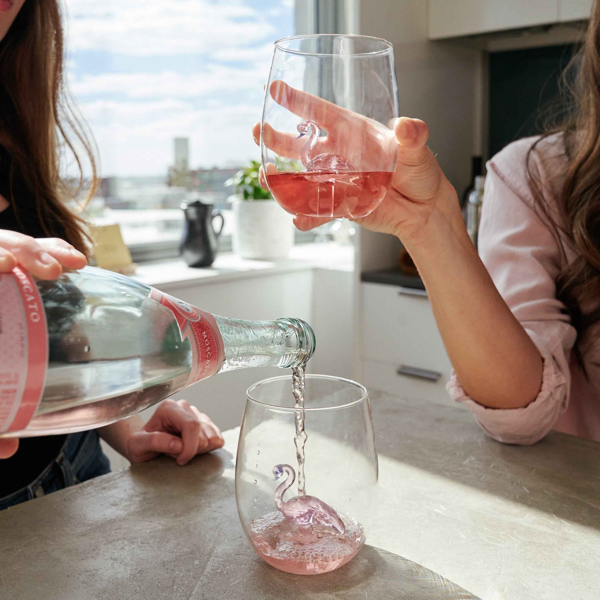 3D Flamingo Stemless Wine Glasses