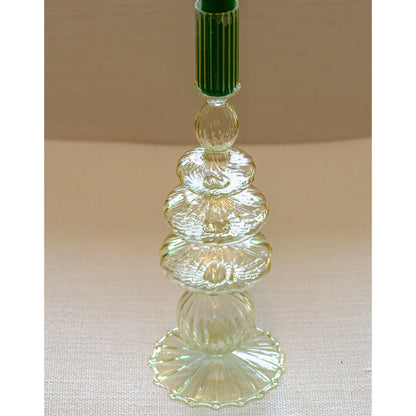 Buttercream Yellow Ribbed Candle Holder - Pair