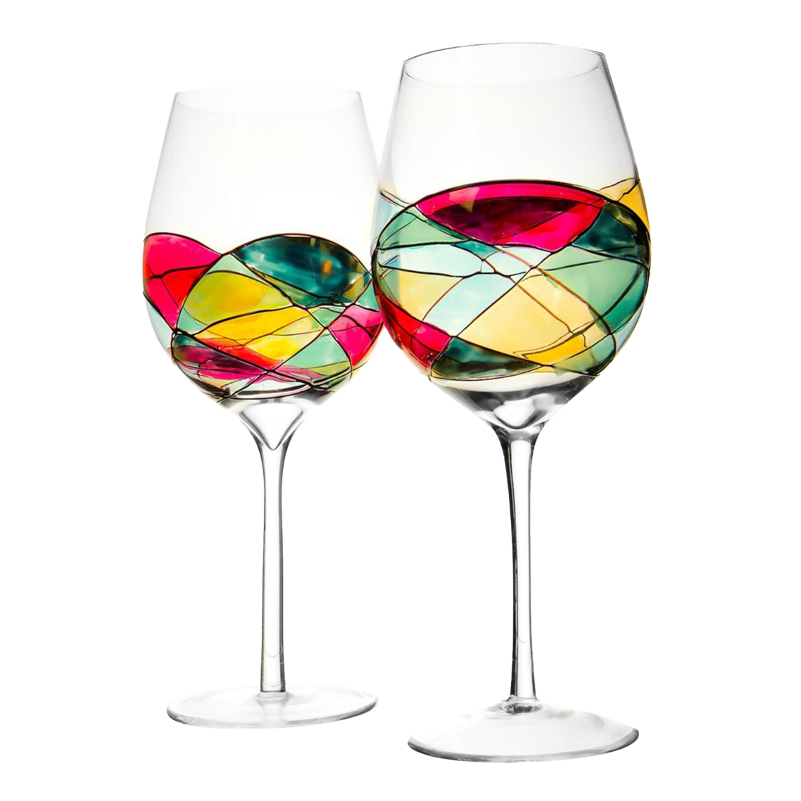Beautiful Hand Painted Wine Glasses Premium Barware Gift Elegant Drinkware Collection
