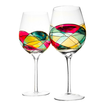 Beautiful Hand Painted Wine Glasses Premium Barware Gift Elegant Drinkware Collection