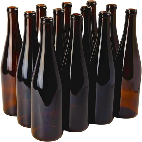 Amber 750mL Wine Bottles, Bordeaux Wine Bottles, Empty Bottles for Drinks, Case of 12 - Wine Not Upcycle