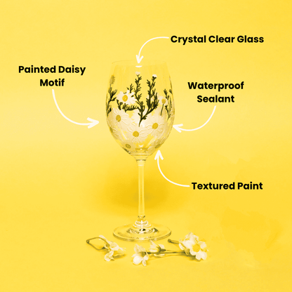 Painted Daisy Wine Glasses