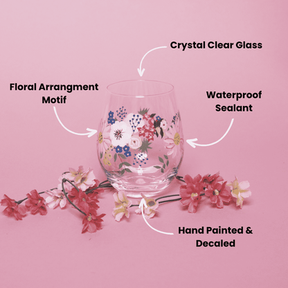 Painted Floral Stemless Wine Glasses