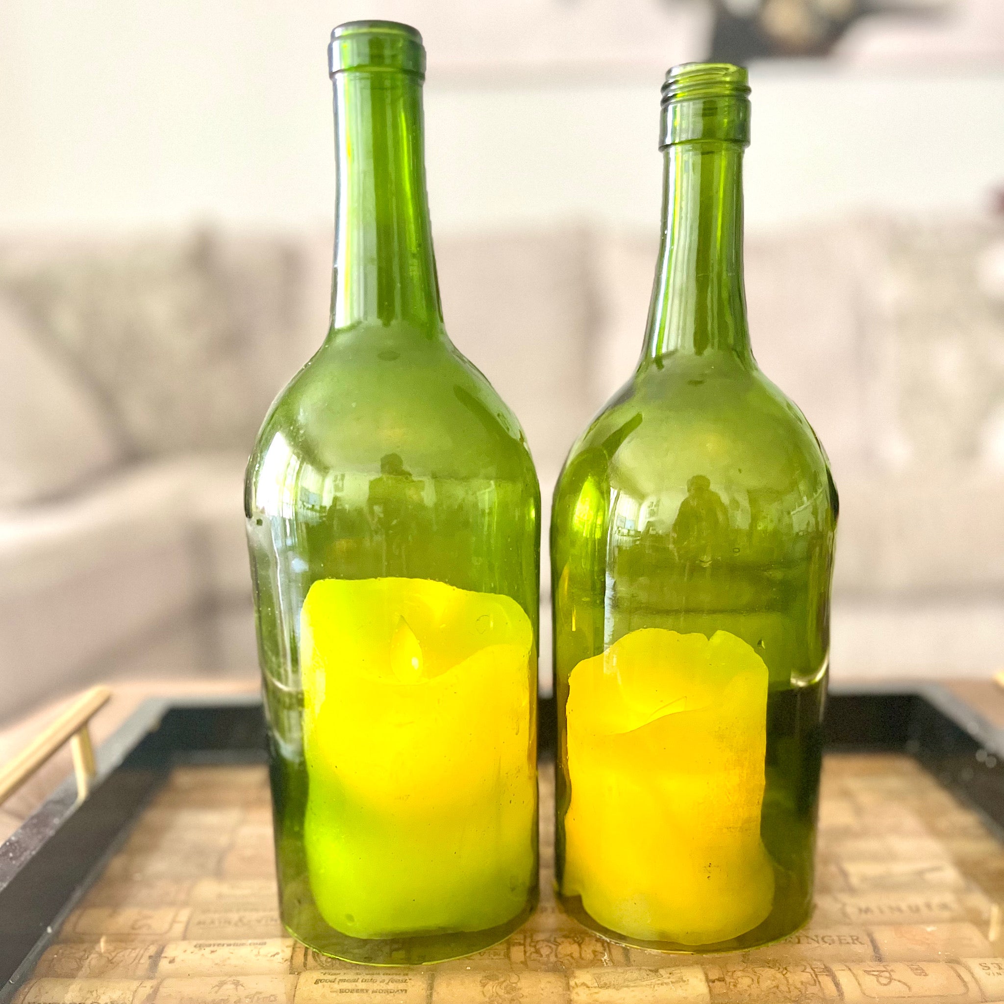 Large Bottomless Wine Bottles, Candle Holder, Centerpieces - Wine Not Upcycle