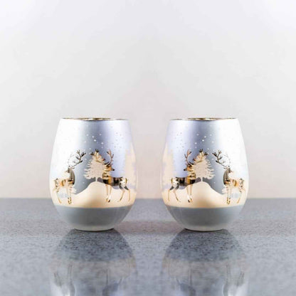 Gold & Silver Deer Stemless Wine Glasses