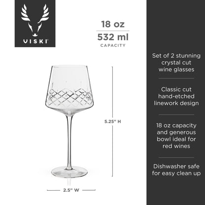 Admiral Crystal Burgundy Wine Glasses, Set of 2