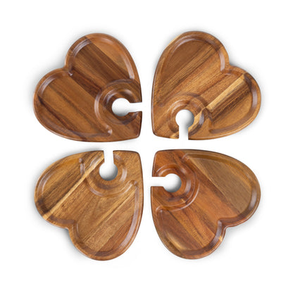Heart Shaped Wine Appetizer Plate Set of 4