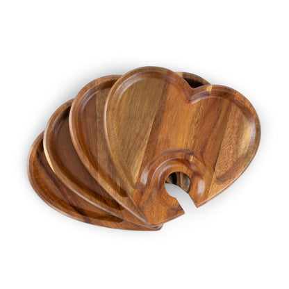 Heart Shaped Wine Appetizer Plate Set of 4