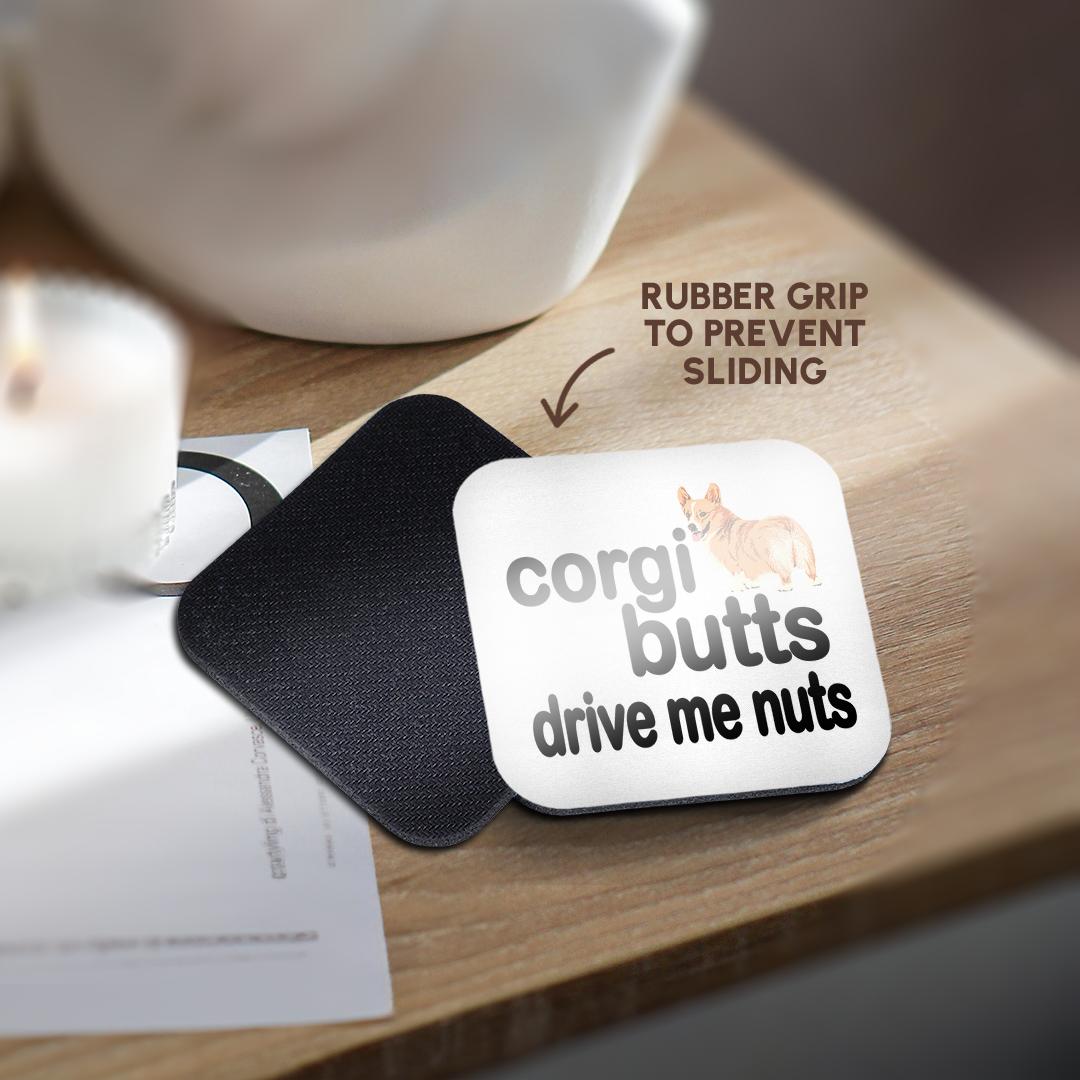 3dRose EvaDane - Funny Quotes - Corgi butts drive me nuts - Coasters (cst_172000)