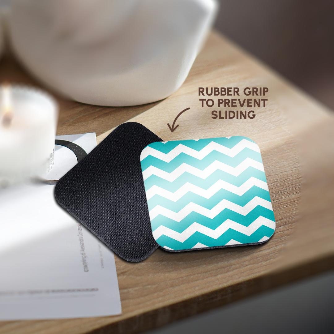 3dRose InspirationzStore Chevron Patterns - Turquoise Chevron zig zag pattern - teal aqua blue stylish zigzags - Coasters (cst_179669)