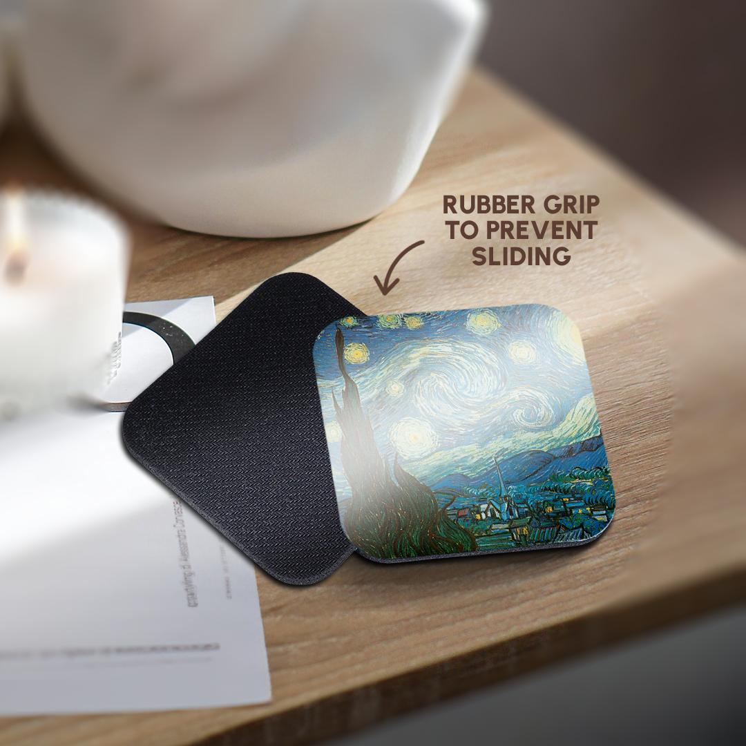 3dRose PS Vintage - Starry Night by Van Gogh vintage - Coasters (cst_164649)