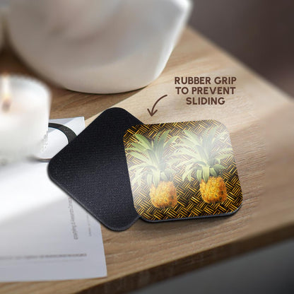 3dRose Russ Billington Designs - A Pair of Juicy Tropical Pineapples Botanical Illustration - Coasters (cst_220881)
