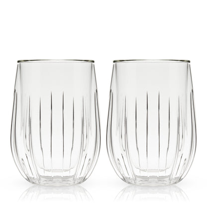 Double-Walled Stemless Wine Glasses Set of 2
