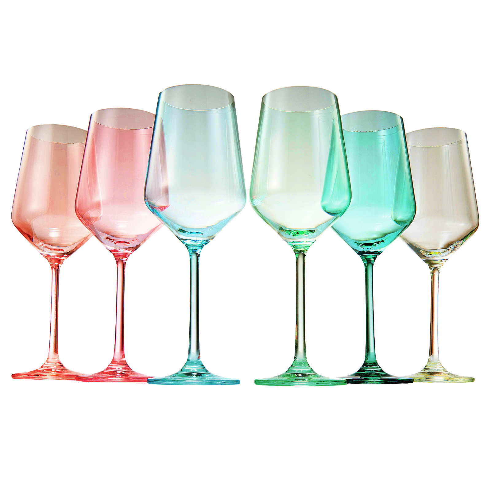 Colored Crystal Wine Glass Set Of 6 Gift For Mothers Day Her Wife Mom Friend Large 12 Oz Glasses Uni
