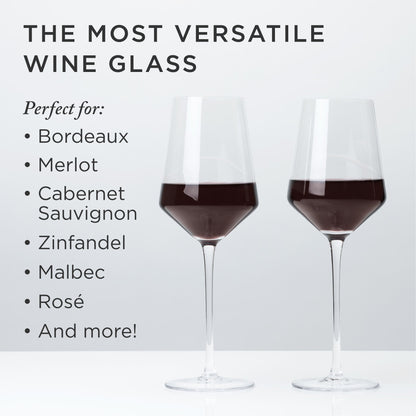 Raye Angled Crystal Bordeaux Decanter & Wine Glass Set
