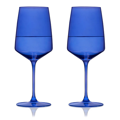 Reserve Nouveau Crystal Wine Glasses in Cobalt Set of 2