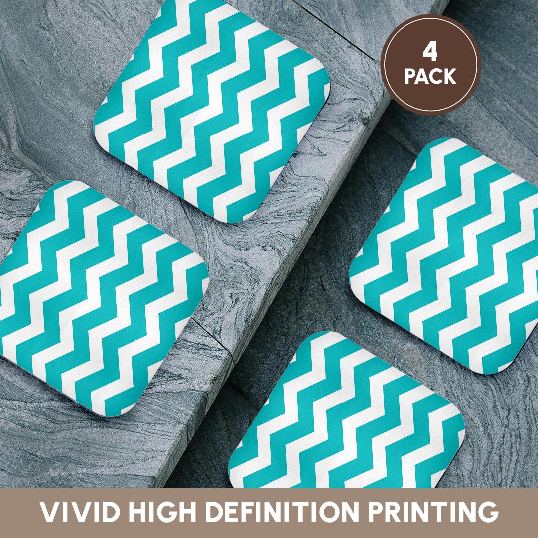 3dRose InspirationzStore Chevron Patterns - Turquoise Chevron zig zag pattern - teal aqua blue stylish zigzags - Coasters (cst_179669)
