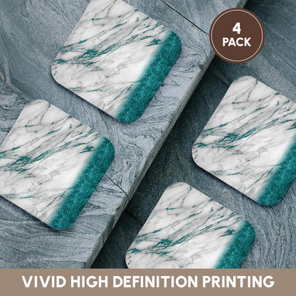 3dRose Uta Naumann Faux Glitter Pattern - Luxury Grey Aqua Teal Gem Stone Marble Glitter Metallic Faux Print - Coasters (cst_268849)