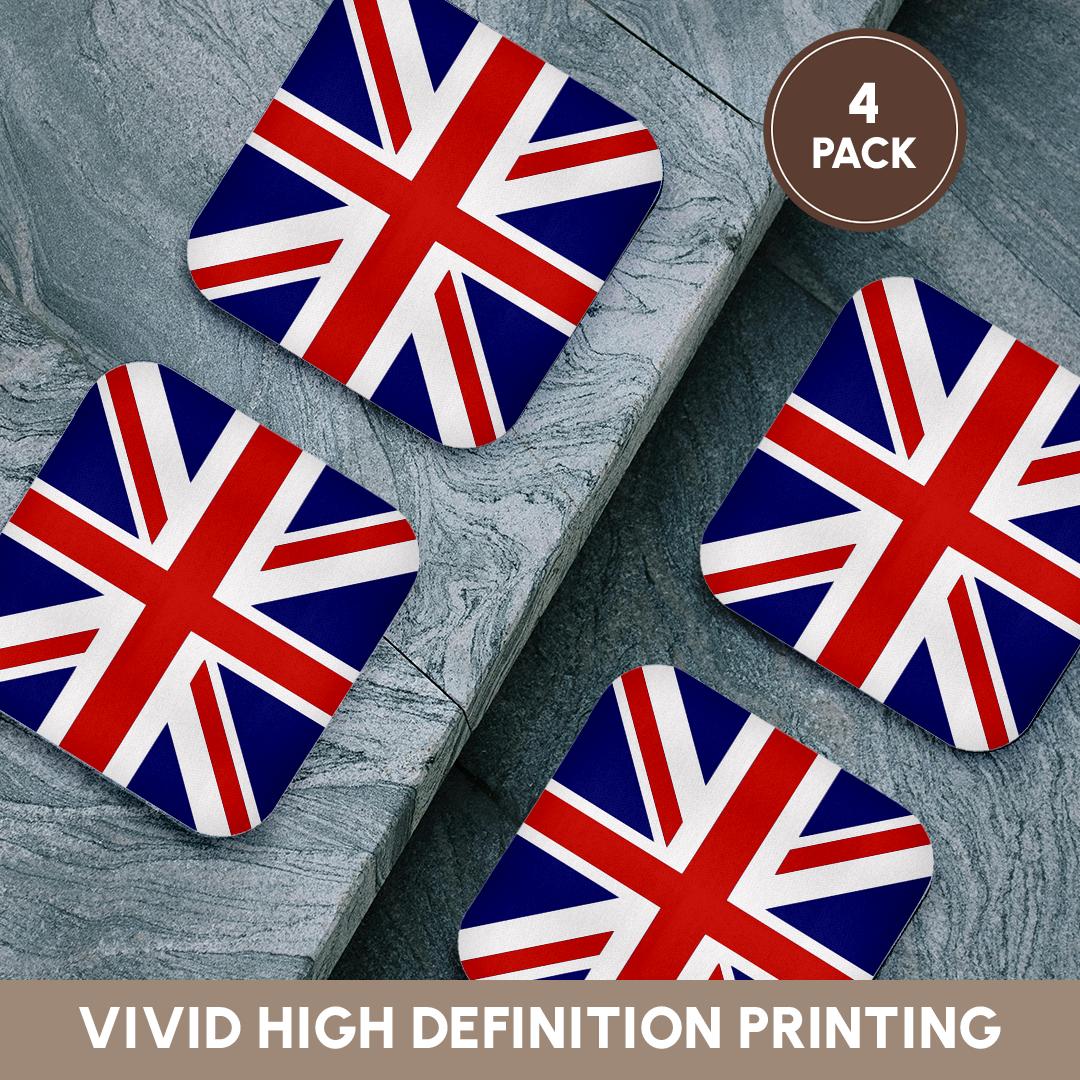 3dRose InspirationzStore Flags - British Flag - red White Blue Union Jack Great Britain United Kingdom UK England English Souvenir GB - Coasters (CST_159852)