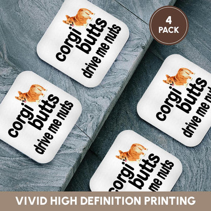 3dRose EvaDane - Funny Quotes - Corgi butts drive me nuts - Coasters (cst_172000)