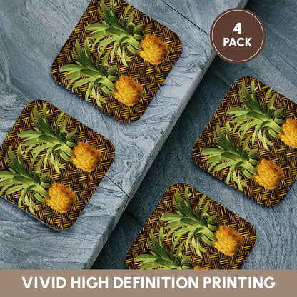 3dRose Russ Billington Designs - A Pair of Juicy Tropical Pineapples Botanical Illustration - Coasters (cst_220881)