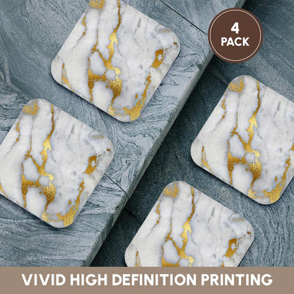 3dRose Uta Naumann Faux Glitter Pattern - Image of Luxury Grey Gold Gem Stone Marble Glitter Metallic Faux Print - Coasters (cst_268835)
