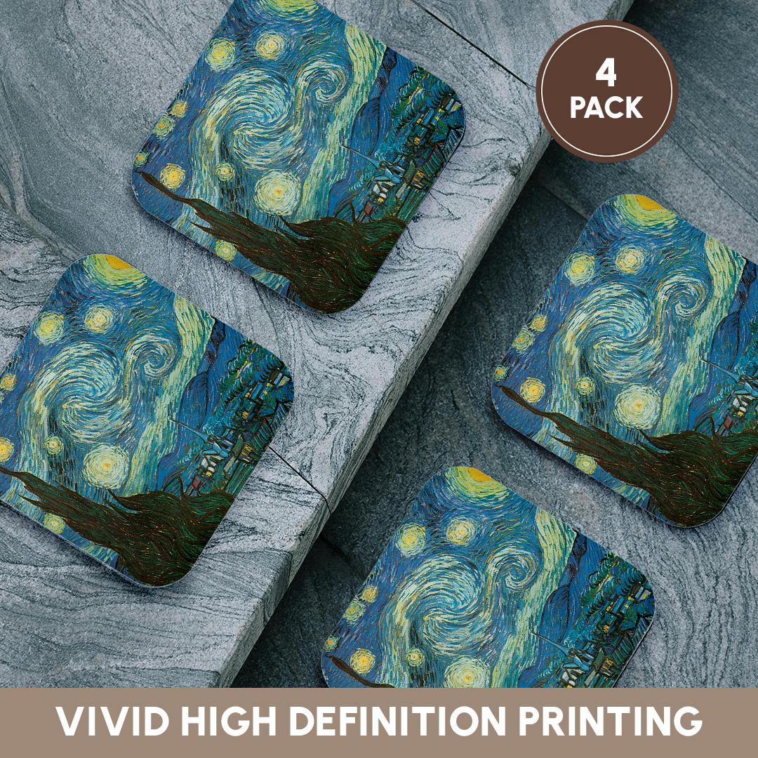 3dRose PS Vintage - Starry Night by Van Gogh vintage - Coasters (cst_164649)