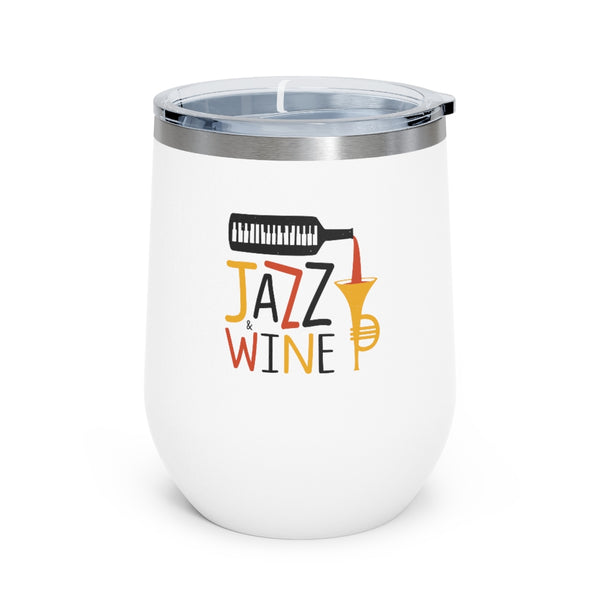 Jazz & Wine 12oz Insulated Wine Tumbler Mug Printify White 12oz 