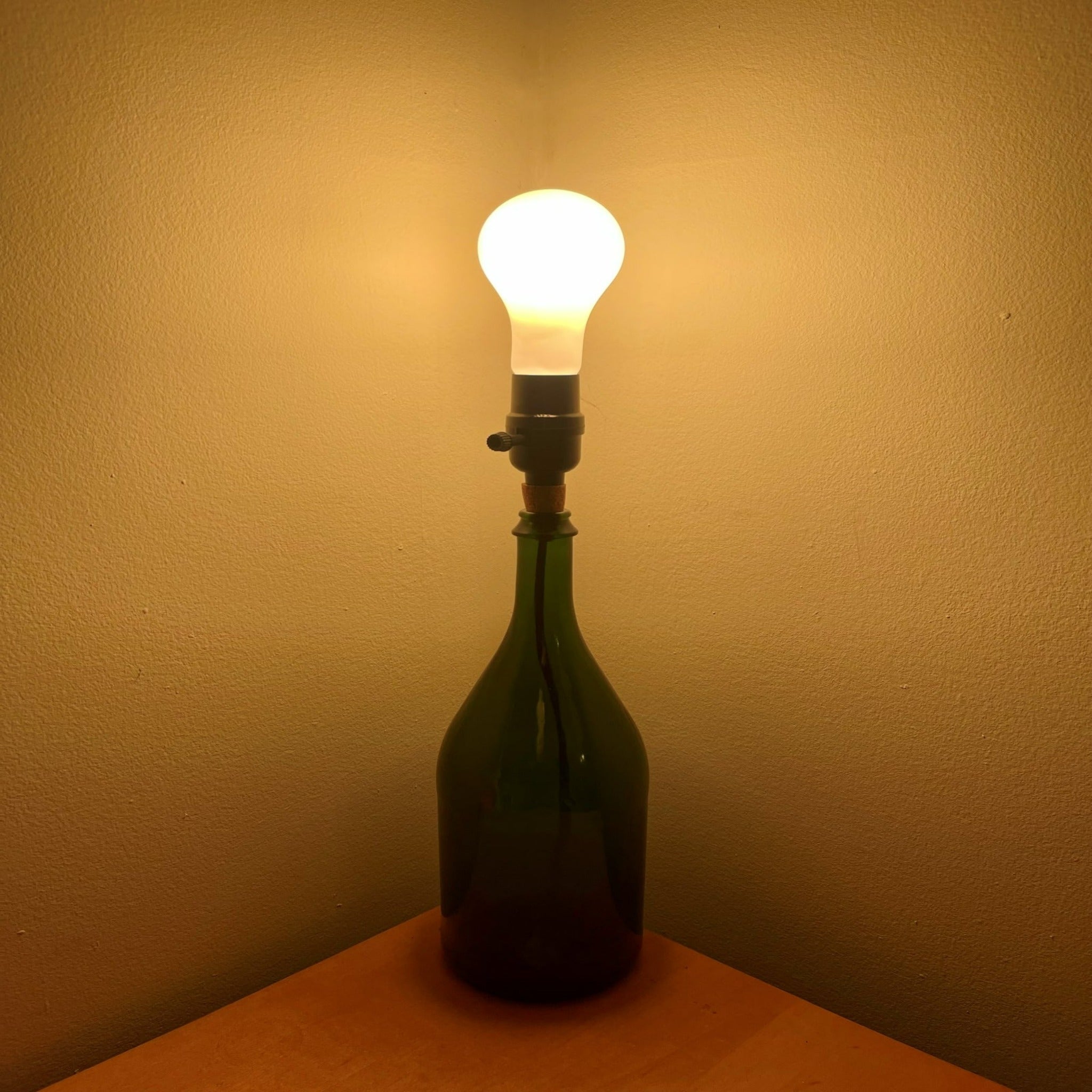 Green Wine Bottle Table Lamp - Wine Not Upcycle