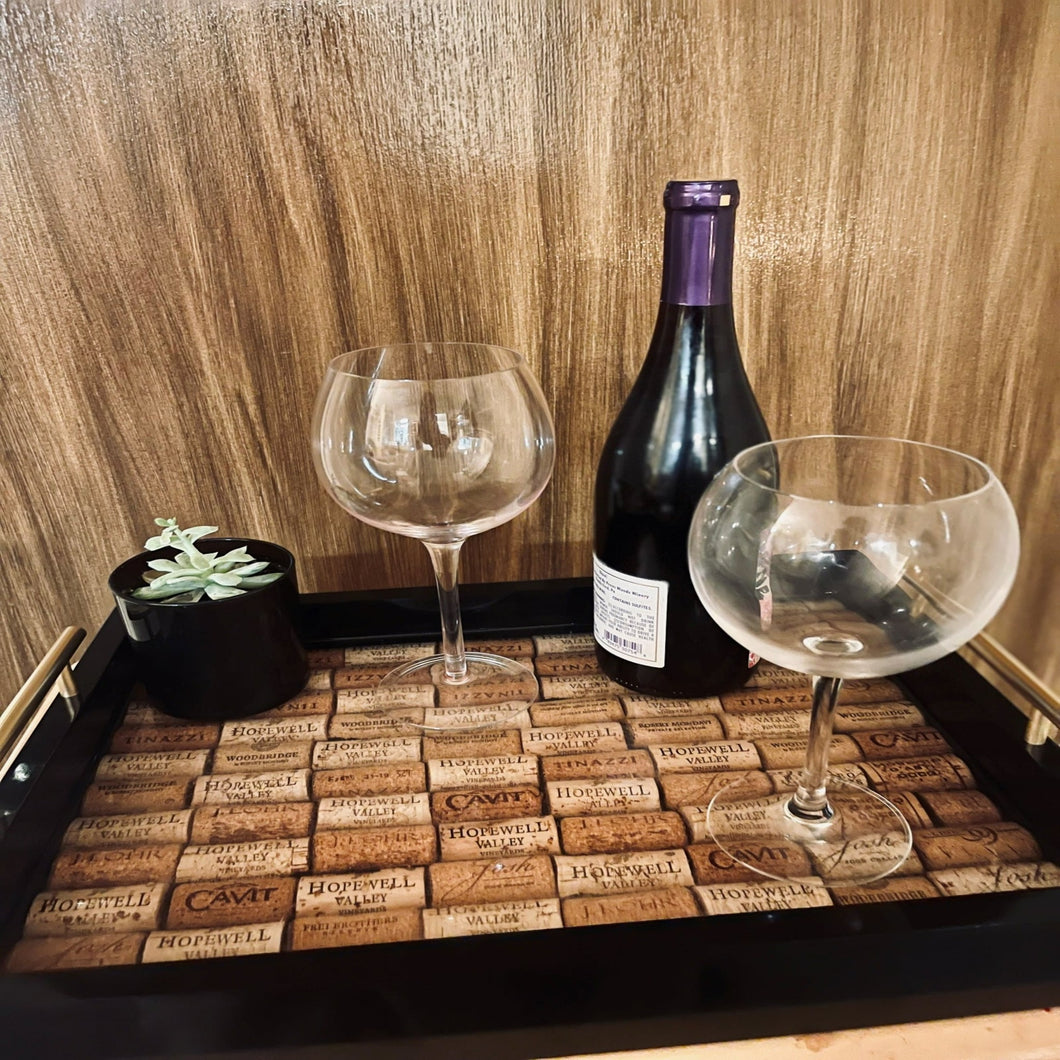 Wine Cork Serving Tray With Handles Serving Trays Wine Not Upcycle   