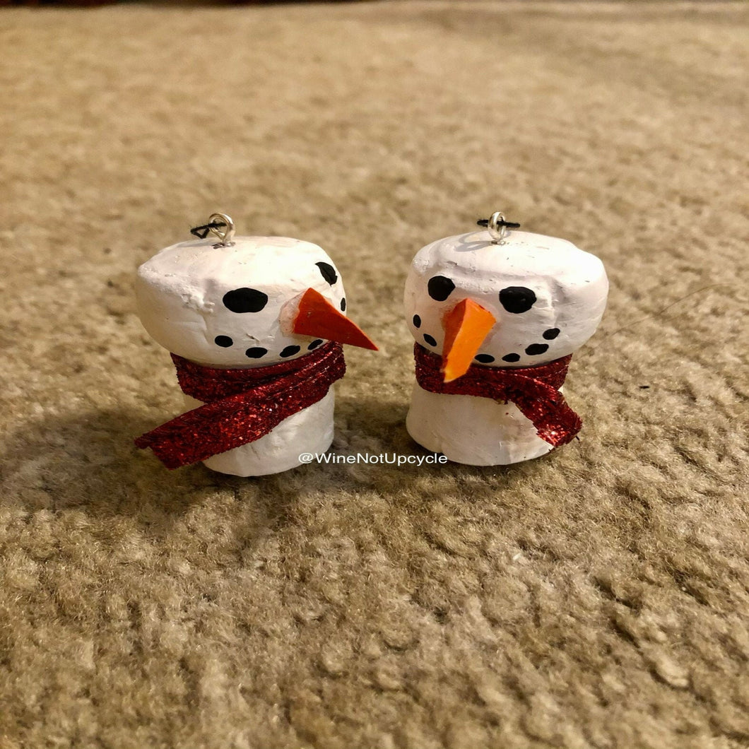 Snowman Ornaments (Set of 2) - Champagne Corks  Wine Not Upcycle   
