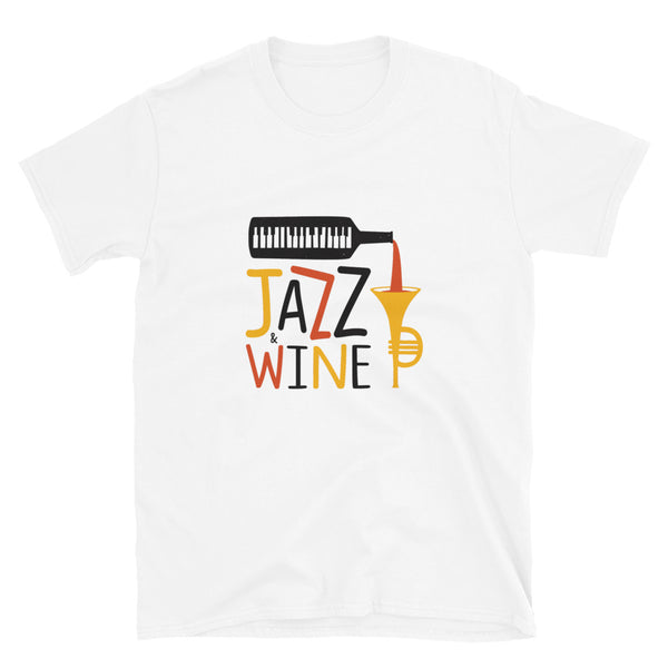 Jazz & Wine | Graphic Quote Short-Sleeve Unisex T-Shirt Shirts Printful S  