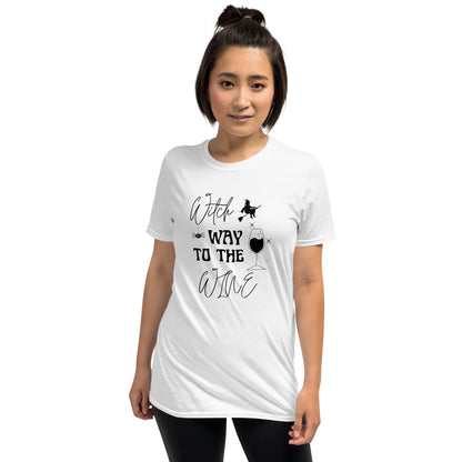 Witch Way To The Wine | Graphic Quote Short-Sleeve Unisex T-Shirt - Wine Not Upcycle