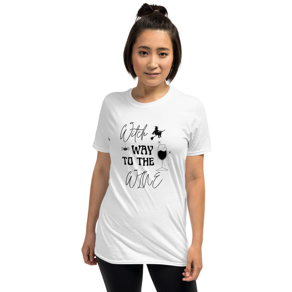 Witch Way To The Wine | Graphic Quote Short-Sleeve Unisex T-Shirt Shirts Printful   